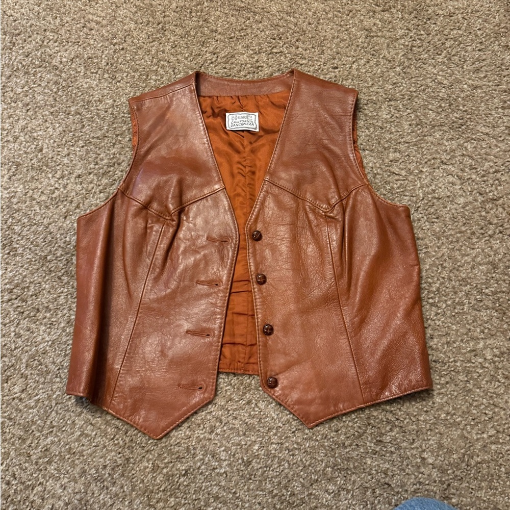 Vintage H bar C leather vest